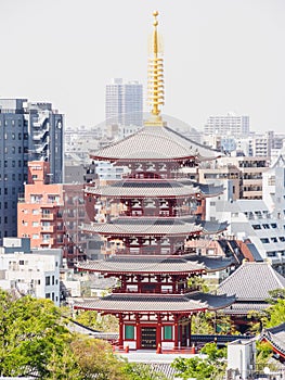 Vertical shot of the Senso-ji Temple at Asakusa area in Tokyo, Japan