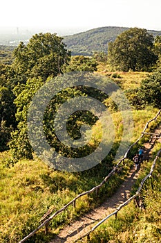 Vertical shot of the Sieben Gebirge Mountains between Bonn and Cologne in Germany