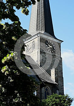 Vertical shot of the St. Peter`s church  in Muelheim