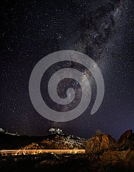 Vertical shot of the starry sky and the Milkey way