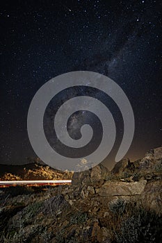 Vertical shot of the starry sky and the Milkey way photo