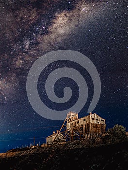 Vertical shot of the starry sky and the milkey way photo