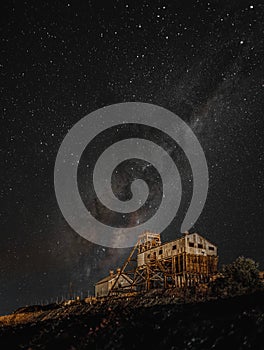 Vertical shot of the starry sky and the Milkey way photo