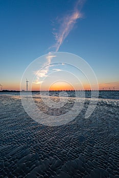 Vertical shot of a storm surge barrier in Zeeland province of the Netherlands