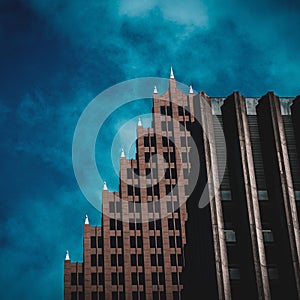 Vertical shot of the TC Energy Building in Houston under the blue sky