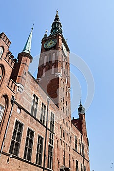 Vertical shot of the Town Hall in Gdansk, Poland