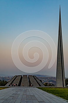 Vertical shot of Tsitsernakaberd Armenian Genocide Memorial Complex in Yerevan, Armenia