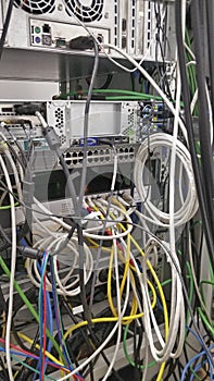 Vertical shot of unstructured cabling