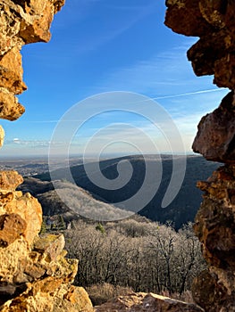 Vertical shot of the view from the Vrdnik Tower in Serbia