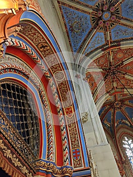 Vertical shot of the walls of St Pierre Cathedral in Geneve, Switzerland