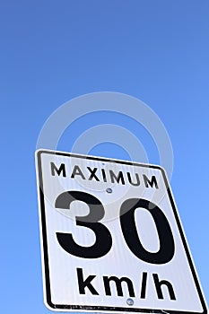 Vertical sign of 30 km/h- travel and transportation road trips and signs