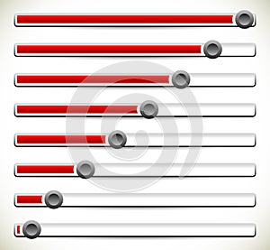 Vertical sliders, adjusters or loading bars. UI, GUI or Web elem photo