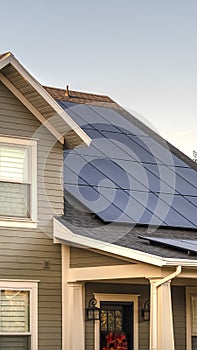 Vertical Solar photovoltaic panels on a house roof
