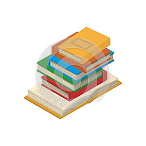 Vertical stack of books and tutorials.