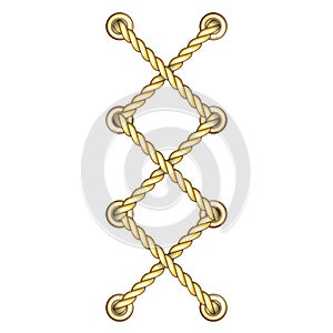 Vertical Straped Ropes with Golden Metal Eyelets Seamless Pattern.