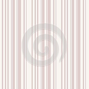 Vertical stripes seamless pattern. Subtle beige and rose vector lines texture