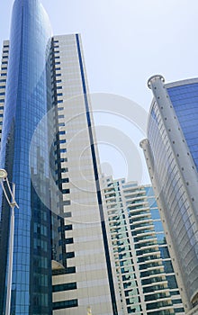Vertical structural modern architecture of Qatar New Agency in Al Dafna, the city`s business districy photo