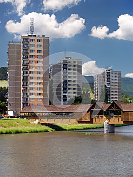 Colonnade bridge and flats in Bysterec