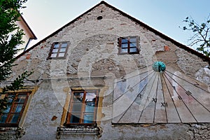 Vertical Sun Dial on Old Building, Zagreb, Croatia