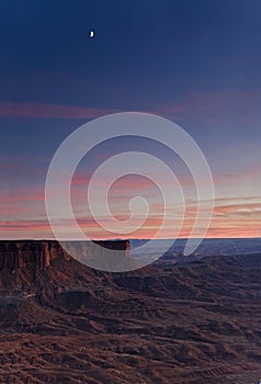 Vertical of sunset in Canyonlands National Park, Utah