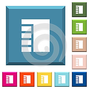 Vertical tabbed layout active white icons on edged square buttons photo