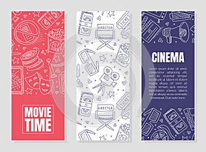 Vertical template flyers for cinema. Vector illustration.