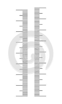 Vertical thermometer scale. Celsius and Fahrenheit markup without numbers. Graphic template for weather meteorological