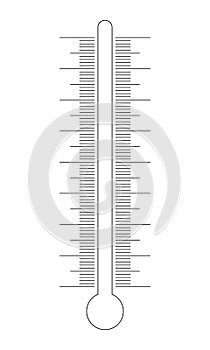 Vertical thermometer scale with glass tube silhouette. Graphic template for weather meteorological measuring temperature