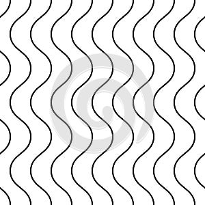 Vertical thin wavy lines vector seamless pattern. Subtle geometric texture