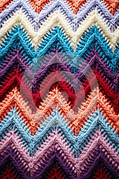 vertical top view colorful knitted wool fabric macro texture background, weave patterned surface