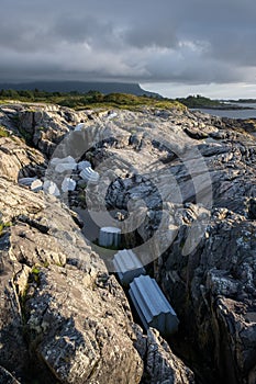 Vertical of the tourist attraction Columna Transatlantica in Norway captured under a cloudy sky photo