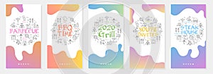 Vertical vector bbq and picnic summer five banners - BBQ time and steak house