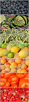 Vertical vegetable rainbow collage