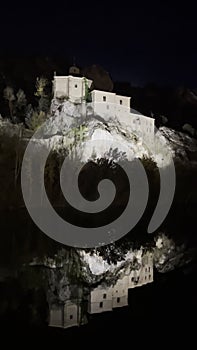 Vertical video of Hermitage of San Saturio in Soria province of Castilla y Leon Autonomous Community of Spain