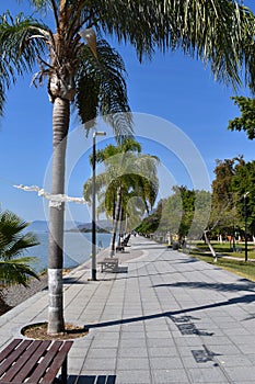 Vertical View of the Ajijic boardwalk, with Lake Chapala in the background