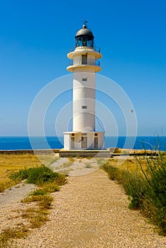 Vertical view of Cap de Barbaria lighthouse