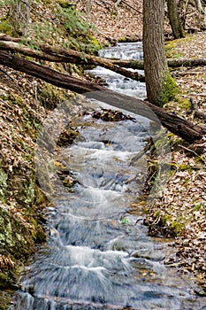 A Vertical View of a Cascading Stream at Douthat State Park, VA, USA