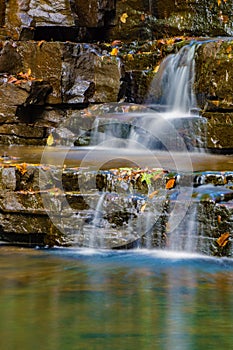 Vertical View of a Cascading Waterfall