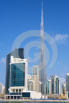 Vertical view of Dubai skyline