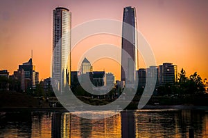 Horizontal View of the financial center of Santiago de Chile photo