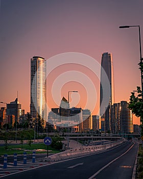 Vertical View of the financial center of Santiago de Chile photo