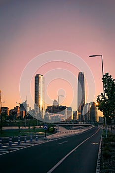 Vertical View of the financial center of Santiago de Chile photo