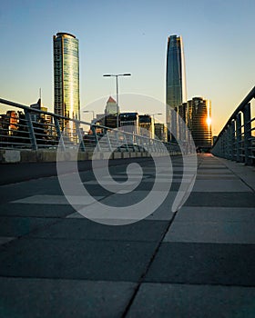 Vertical View of the financial center of Santiago de Chile photo