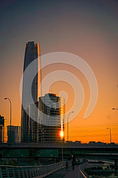 Vertical View of the financial center of Santiago de Chile photo