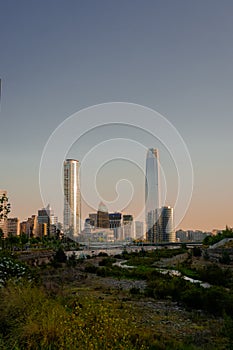 Vertical View of the financial center of Santiago de Chile photo