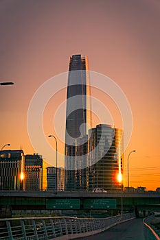 Vertical View of the financial center of Santiago de Chile photo