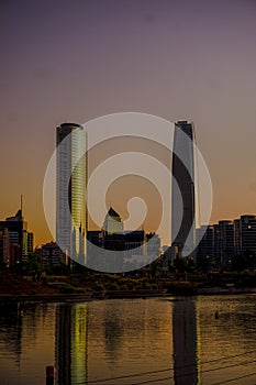 Vertical View of the financial center of Santiago de Chile photo