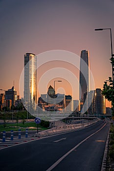 Vertical View of the financial center of Santiago de Chile photo