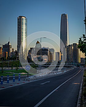 Vertical View of the financial center of Santiago de Chile photo