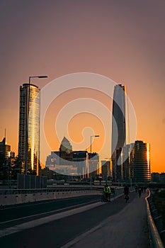 Vertical View of the financial center of Santiago de Chile photo